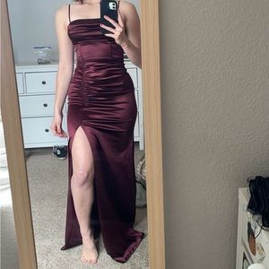 Satin Burgundy Prom Dress